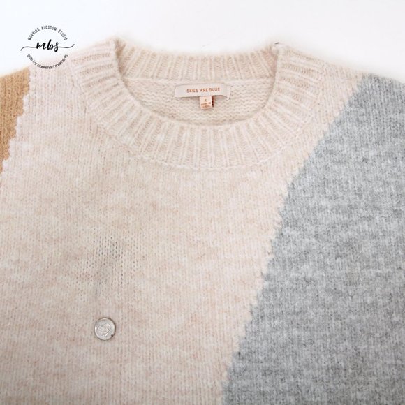 NWOT Skies Are Blue by Anthropologie Abstract Crew Neck Color Block Sweater - Picture 8 of 9